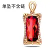 Colgante Daifa de turmalina roja de imitación de paloma, collar de tesoro azul con imagen de palacio de lujo bajo, colgante cuadrado de turmalina esmeralda