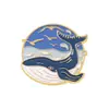 Emblema de animal marinho baleia azul geométrico redondo broche suéter colarinho pino cintura pino metal emblema acessórios