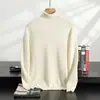 Suéter de Cachemira para Hombre Otoño/Invierno Cuello Vuelto Negocios Casual Edad Media y Joven Tejido Color Sólido Suéter Holgado Camiseta Base Top