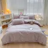 Conjunto de cuatro piezas de cachemira para planta, estilo nórdico, juego de tres piezas de sábana cepillada agradable al tacto, juego de ropa de cama, funda de edredón para dormitorio de estudiante