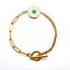 Cadena de Acero Inoxidable Transfronteriza Europea y Americana, Pulsera de Ojo de Diablo Moderna y Versátil, Pulsera Redonda Romana de Acero de Titanio para Mujer