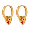 Pendientes de acero y titanio con diseño de circonita incrustada, estilo chic, joyería geométrica con personalidad, color esmaltado, colgante de amor