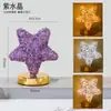 Luminária de Mesa com Pedras Naturais Cristalinas Transfronteiriça Estrela Lua Quarto Luminária de Cabeceira Carregamento USB Três Cores Luz Noturna Touch