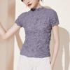 Blusa Feminina Miyake Verão Alto Padrão Senso Contratual Design Básico Senso Rato Plissado Moda Simples Manga Curta Camiseta Feminina Tendência