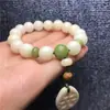 Pulsera de Raíz de Bodhi Blanca con Cuentas Redondas Envuelta Alrededor del Dedo, Pulsera Suave de Bodhi, Colgante Natural Pequeño Fresco de Raíz de Loto