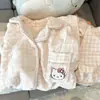 Pijama Feminino Outono e Inverno Alto Valor de Cor Coral Veludo com Forro de Lã Espessado Fofo Desenho Animado Roupa Externa Roupas de Casa conjunto