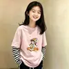 Conjunto de otoño para niña, camiseta de manga larga patchwork, nuevo estilo primavera y otoño 2026, top interior para niñas de talla mediana y grande