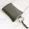 Bolsa para llaves de cuero PU fresca estilo japonés con patrón de lichi, Portallaves portátil anti-pérdida, Billetera portátil para mujer