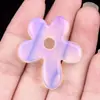 2184-polvo púrpura cristal blanco ágata ojo de tigre tallado en piedra flor colgante DIY flor de cinco pétalos colgante decorativo para joyería