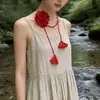 Corrente de Cintura Flor Rosa Estilo Francês Acessório de Vestido Feminino Cinto Afina Cintura Emagrecedor Versátil Colar Gargantilha Tendência