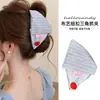 Presilha de Cabelo Triângulo Azul Xadrez com Botão Estilo Coreano para Mulheres, Grampo de Cabelo para Nuca, Pinça de Tubarão para Meio Preso, Acessório de Cabelo
