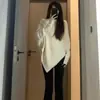 Suéter de otoño e invierno estilo coreano con cuello alto, dobladillo irregular de diseño nicho, estilo holgado y perezoso, tejido suave y glutinoso, top para mujer