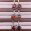 Pendientes Rojos del Sur Plata s925 Incrustada Plata Retro Exquisitos Pendientes Rojos del Sur para Mujeres Joyería de Oreja Corta Moda ol
