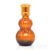 Botella de vidrio de doble calabaza marrón con tapón interior y tapa para aceite esencial cosmético, botella con gotero, subenvase para loción, botella con cuentas rodantes