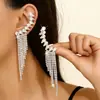 Bestseller Transfronteiriço Europeu e Americano Brincos de Franja com Strass de Temperamento Personalidade da Moda para Mulheres Brincos de Clipe Brincos de Tarraxa Versáteis de Temperamento Tendência