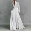 2026 Novo Estilo Europeu e Americano da Moda Venda Quente Transfronteiriça Manga Longa Modelador de Cintura Emagrecedor Vestido Longo de Corte A Elegante e Estiloso Vestido de Férias