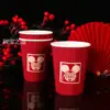 Copo de água vermelho suprimentos de casamento coleção completa ondulado espessado novo banquete de casamento vinho água fervida doméstico vinho tinto anti-queimadura cerveja