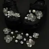 Corrente dourada girassol rosa compatível com Crocs luxo leve strass acessórios DIY flor de sapato decoração removível atacado fivela de sapato
