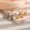 Pendientes Europeos y Americanos de Moda Ins Nicho Clásico Personalizados Creativos de Acero Inoxidable Chapado en Oro de 18K Pendientes de Circonita con Forma de Gota de Agua para Mujer