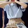 Camisa feminina de alta qualidade, cor sólida, manga curta, estilo japonês doce, novo modelo de verão 2026, simples, versátil, solta e que rejuvenesce
