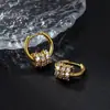 Pendientes de Tachuela de Circonita de Venta Caliente Europeos y Americanos para Mujer, Pendientes de Aro Minimalistas para Uso Diario, Pendientes Dorados de Alta Gama