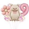 Traje de Globos Florales Retro de Oso Mate Transfronterizo Digital de 32 Pulgadas para Baby Shower, Fiesta de Cumpleaños, Suministros de Decoración
