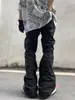 Pantalones Casuales Rectos Plisados Estilo High Street para Hombre, Diseño de Marca de Moda con Cordón, Corte Holgado, Pantalones Largos Ligeramente Acampanados para Primavera y Otoño