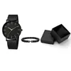 Conjunto de Relógios Masculinos Transfronteiriço Atacado Relógio com Pulseira de Malha Masculino Ultra-Fino de Liga Leve Conjunto de Relógios Masculinos com Contas Relógio de Quartzo