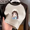 Blusa Base Pelúcia Feminina Outono Inverno Novo Estilo Roupa Íntima Top Quente Escovado dos Dois Lados Color Block Manga Longa Camiseta Casual