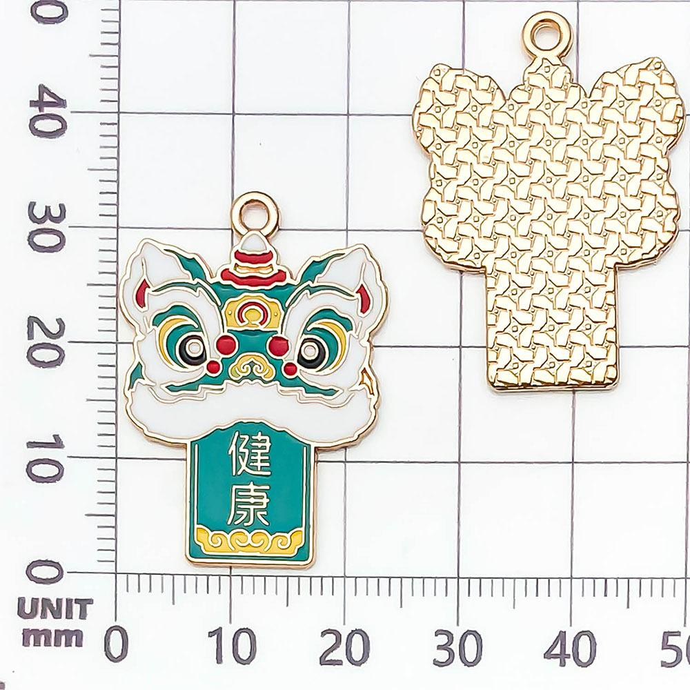 21429-XD-绿色滴油锌合金醒狮健康14x23mm-3.