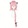 Peruca Cosplay Astolfo de Anime de Comércio Exterior para Mulheres Cobertura de Cabeça Rosa Estilo Trançado