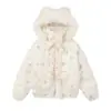 Jaqueta de Algodão com Capuz e Orelhas de Urso Fofas Desenho Animado para Mulheres Inverno Novo Estilo Doce Versátil Acolchoada Quente Jaqueta de Algodão