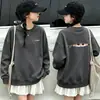 Sudaderas forradas de felpa para niñas de importación, nueva colección otoño/invierno 2026, cuello redondo, diseño de caricatura lindo, tops de manga larga para niños como capa base, venta al por mayor