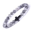 Pulsera de cuentas cruzadas de venta caliente transfronteriza, piedra volcánica de pino africano de 6 mm, piedra de mapa, piedra Shoushan, imán negro