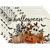 Manteles individuales transfronterizos con temática de Halloween con estampados de calabaza y fantasma, decoración festiva para reuniones familiares, tapetes aislantes del calor