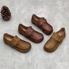 Zapatos Planos Artísticos Hechos a Mano de Piel Genuina, Estilo Primavera y Otoño, Mocasines Suaves Slip-On de Suela Plana, Zapatos Casuales Versátiles de Piel de Vaca para Mujer