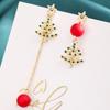 Brincos de Natal assimétricos com pingente longo de pérola em formato de estrela 2023 novos brincos de outono e inverno femininos de nicho