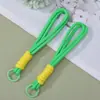 Cordão de celular em macaron de duas camadas color block com corda trançada na cor dopamina, acessório para chave e celular, pulseira de pulso anti-perda