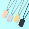 Colar Transfronteiriço Spot Marca Militar Gravado Aço Inoxidável Quadrado Colar de Pérola Branco Material Impressão a Laser a Cores Presente de Feriado