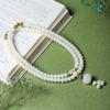 Hainan Lámina Natural Raíz de Bodhi Jade Blanco Cadena DIY de Mano Cadena de Cuentas para Rezar Colgante Largo Colgante Collar para Suéter