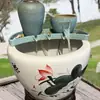 Jarra de Cerámica con Cascada de Agua Corriente y Base para Agua Corriente, Acuario de Método Antiguo, Acuario Circulante, Estanque de Peces, Filtro de Jarra Retro para Casa de Huéspedes