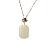 Produto Humano Produto Prata Prata S925 Banhado a Ouro Colar Design Estilo Nacional Azul Queimado Xiangyun Pingente de Colar de Jade Hetian Marca Wushi