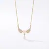 Collar Femenino Popular Corazón Alas de Ángel Ins Popular Mismo Estilo Diseño Nicho Zirconia Simple Cadena Clavícula