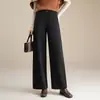 Pantalones Rectos de Nueve Décimas Simples y Elegantes para Mujer Otoño/Invierno 2026 Nuevos Pantalones de Pierna Ancha de Cintura Alta que Cubren la Cadera Pantalones Elegantes Casuales para el Trabajo