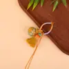 Chaveiro Pingente de Nó de Diamante Gradiente de Hortênsia Exquisito Tecido à Mão Anel de Fio de Algodão Céu Estrelado Pingente de Borla