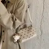Bolsa Única de Bolinhas para Mulheres 2026 Nova Outono/Inverno Versátil Vintage Camurça Ombro Transversal Bolsa Almofada