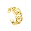 Anel Aberto Ajustável Personalizado Europeu e Americano Ins Acessível Luxo High-End Anel Assimétrico Anel de Ouro 18K Aço Inoxidável