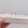 Armação de Óculos Oval com Borda Rosa Glitterada, Sem Aro, para Mulheres com Rosto Pequeno, Hastes Ultra-Leves de Memória, Adequada para Lentes de Alta Graduação