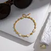 Jieding Pulsera de Acero Inoxidable con Corazón de Pedrería Europea y Americana Joyería de Mano de Nicho Ins Joyería Transfronteriza de Acero de Titanio para Mujeres Regalo 520