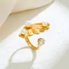 Personalidad Europea y Americana Exagerada Acero Inoxidable Hidráulico Simple Doble Capa Línea Anillo Abierto Lujo Ligero Sensación de Gama Alta Anillo de Dedo Joyería para Mano